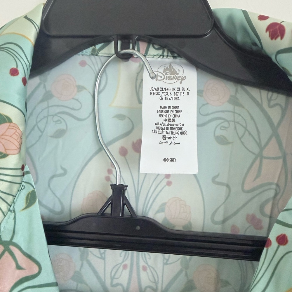 Disney Mint Green Floral Pajama Shirt with Belle patch - Picture 3 of 9